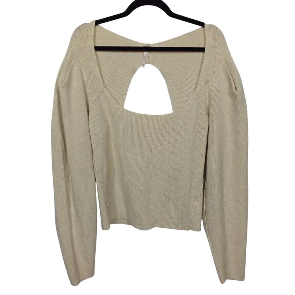 Free People Sweater Womens XLarge Pullover Long Sleeve Scoop Neck Cutout Boho